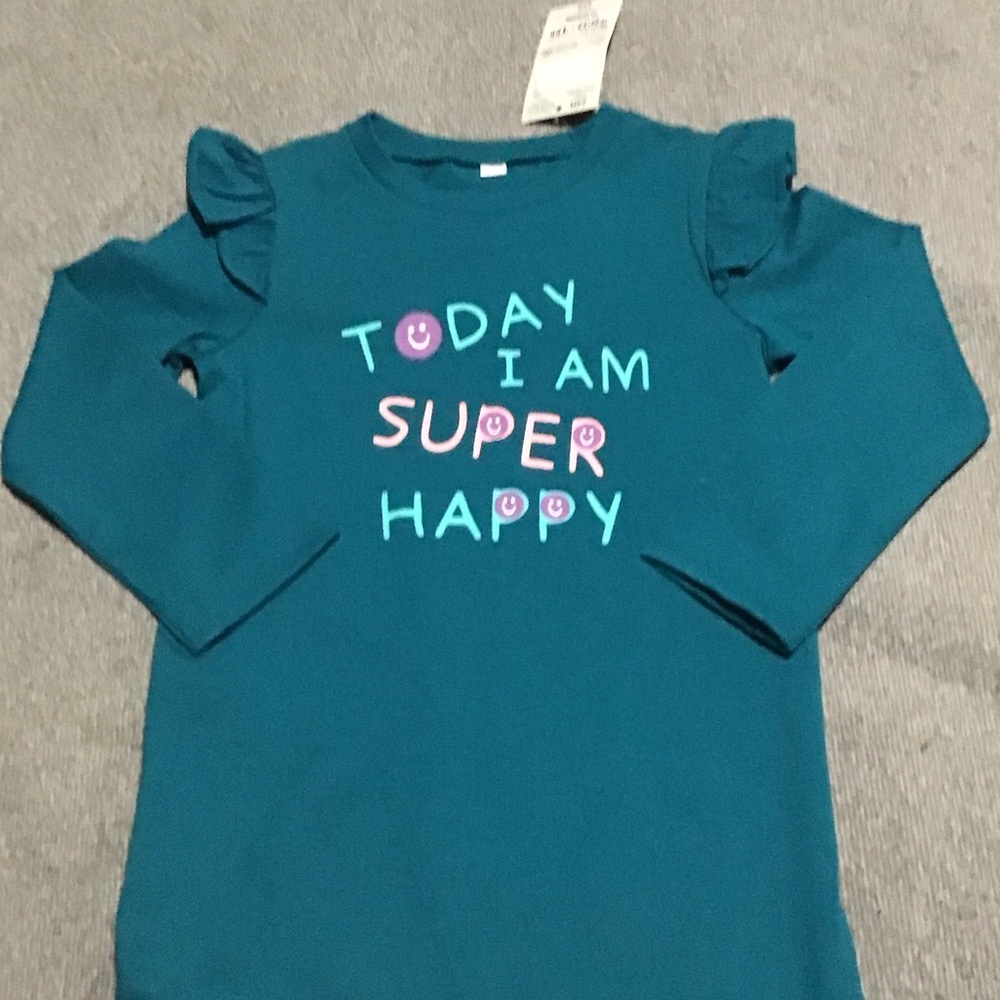 Teal Kids Shirt with Ruffle Sleeves